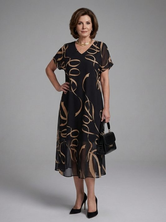 Adele – Vestido midi fluido con estampado abstracto