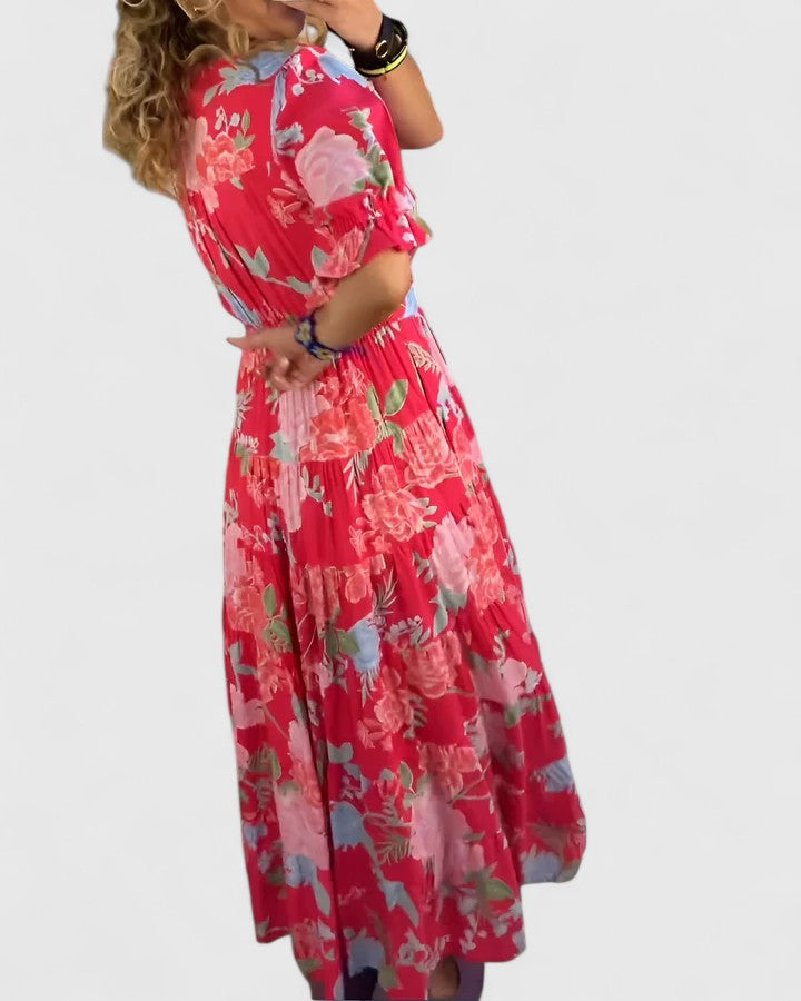 Minelda – Vestido midi fluido con estampado delicado