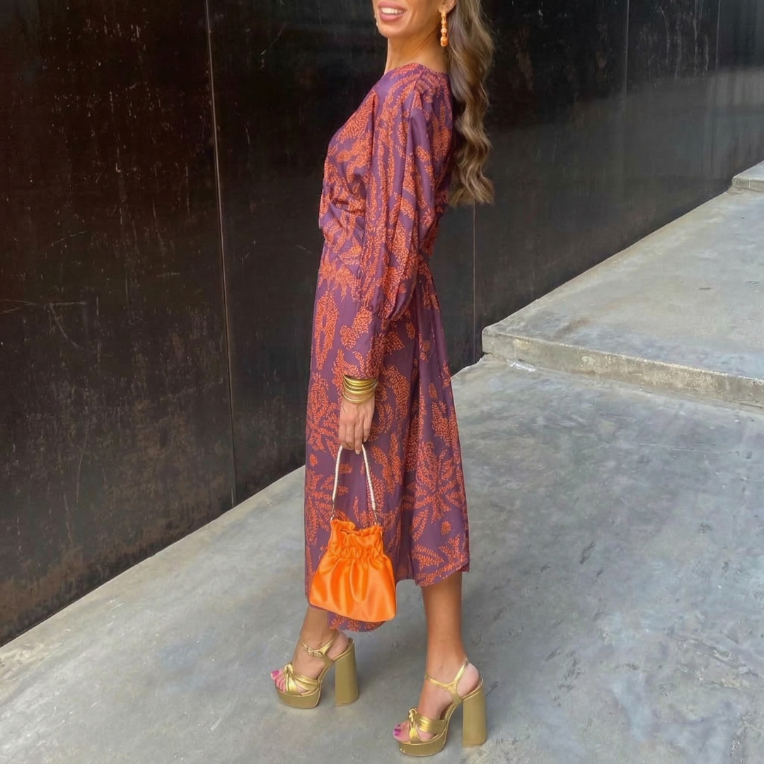 Isadora – Vestido midi con estampado artístico