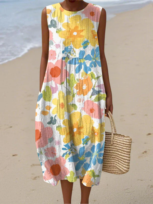 Ella | Vestido midi con estampado floral pastel
