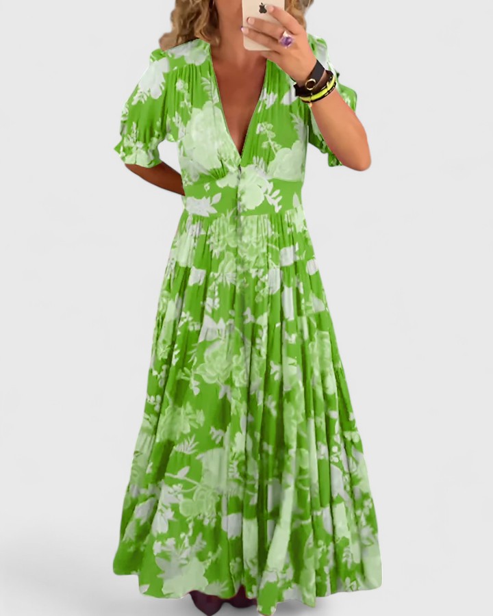 Minelda – Vestido midi fluido con estampado delicado