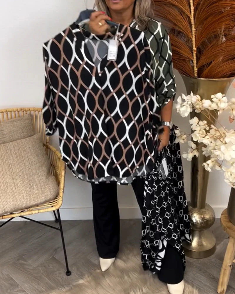 Camila - Blusa elegante con estampado geométrico