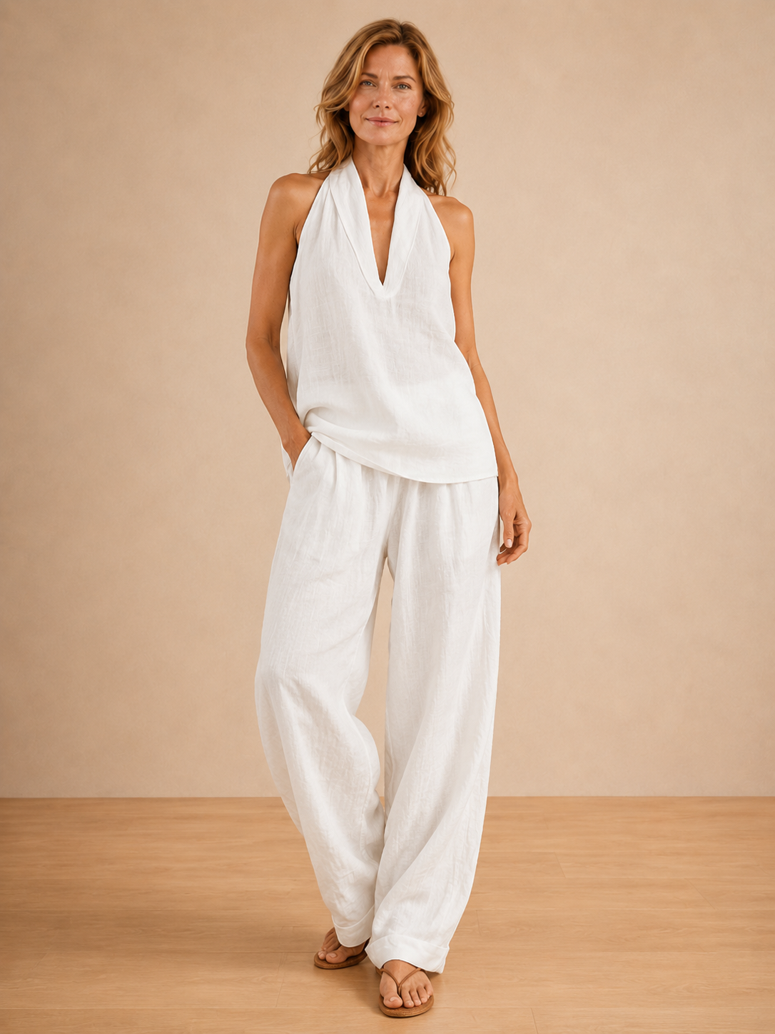 Zoë™ | Conjunto sin mangas con pantalones de pierna ancha