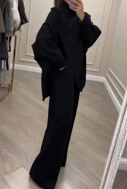 Giulia - Conjunto elegante con jersey asimétrico cruzado y pantalón fluido