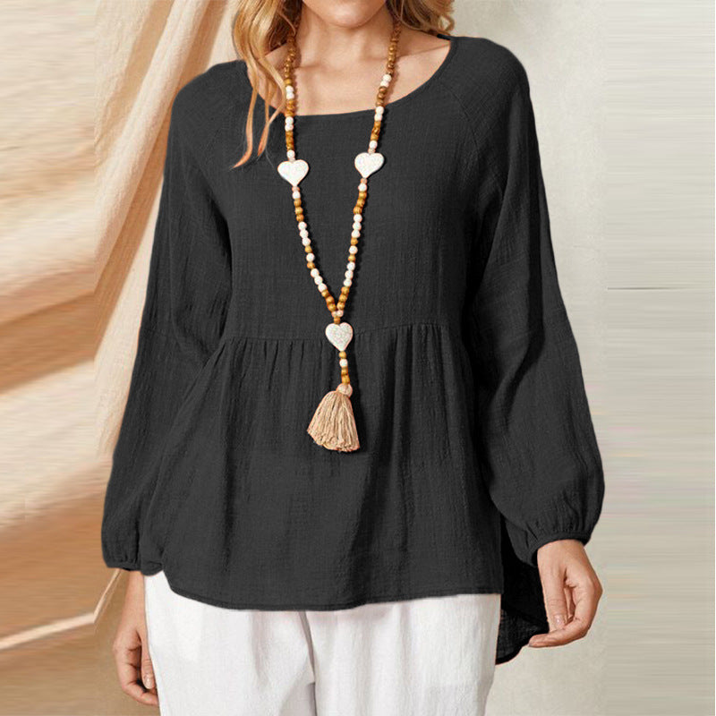 Giselle - Blusa boho de algodón suave con manga larga