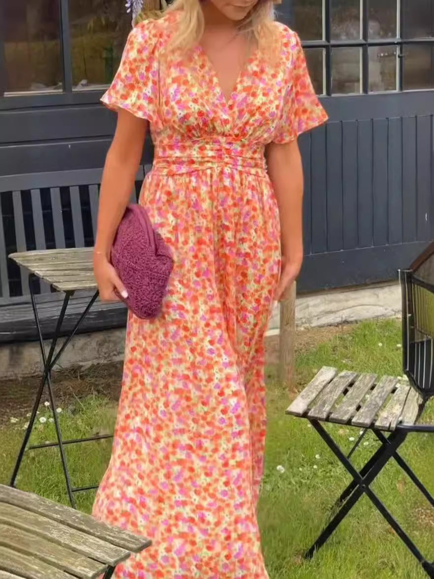 Elina – Vestido largo fluido con estampado floral