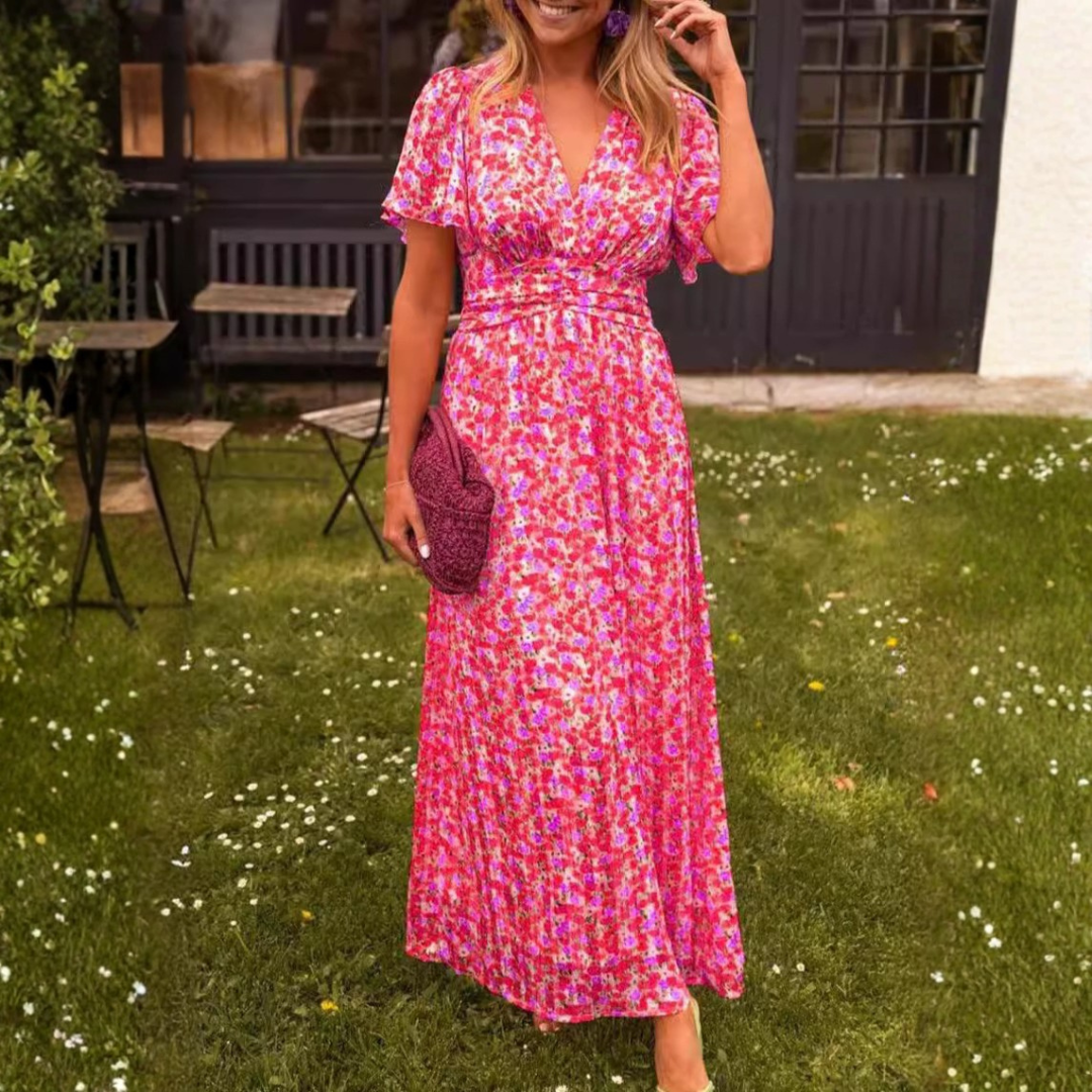 Elina – Vestido largo fluido con estampado floral