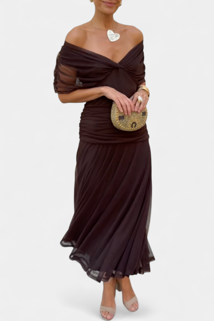 Camille – Vestido midi drapeado cruzado