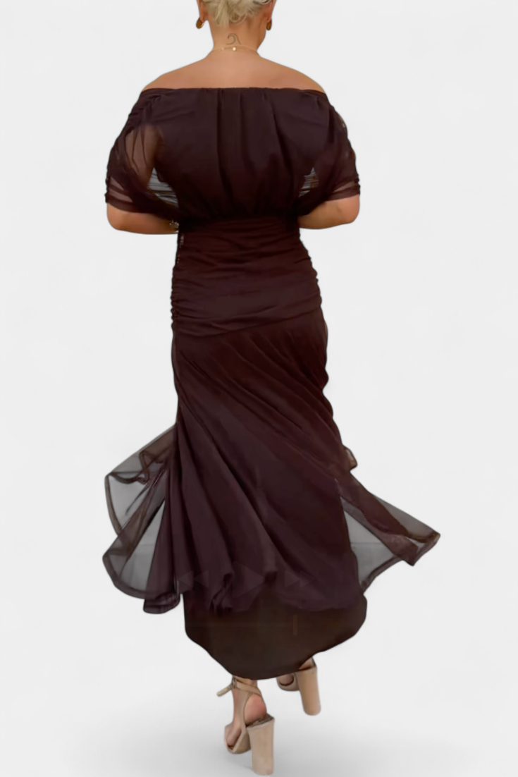 Camille – Vestido midi drapeado cruzado