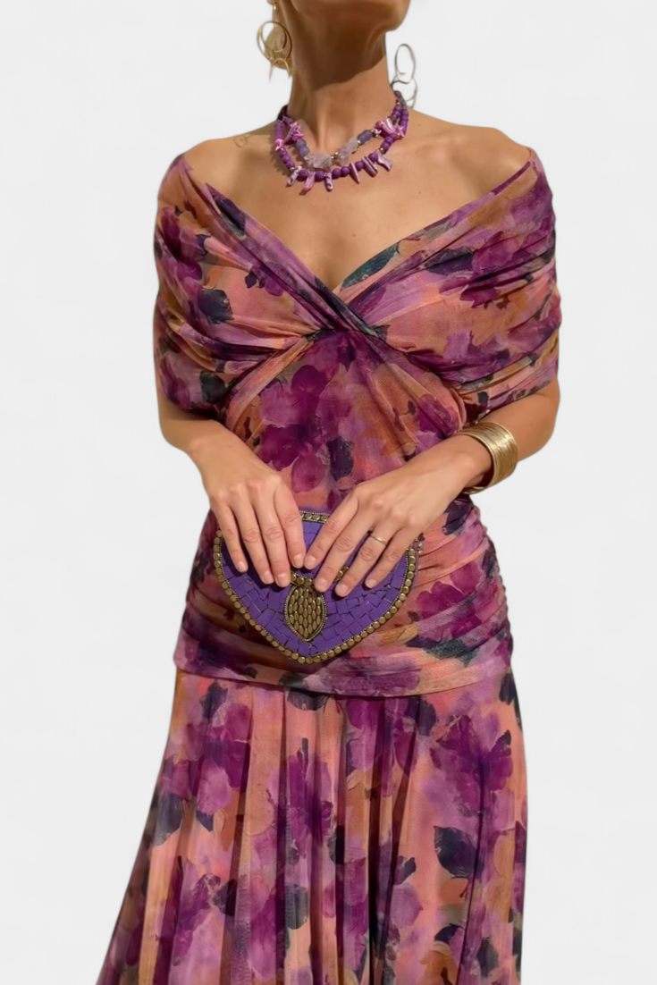 Camille – Vestido midi drapeado cruzado