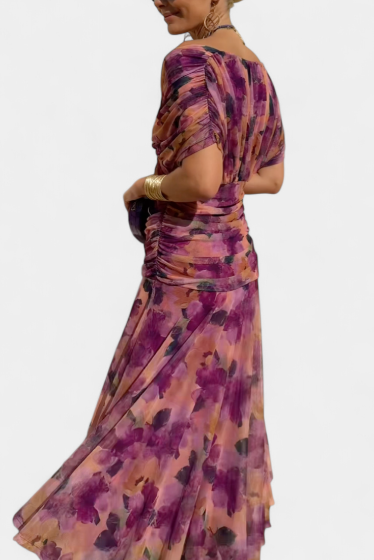 Camille – Vestido midi drapeado cruzado
