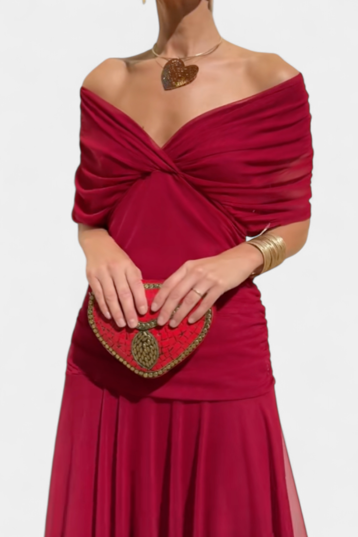 Camille – Vestido midi drapeado cruzado