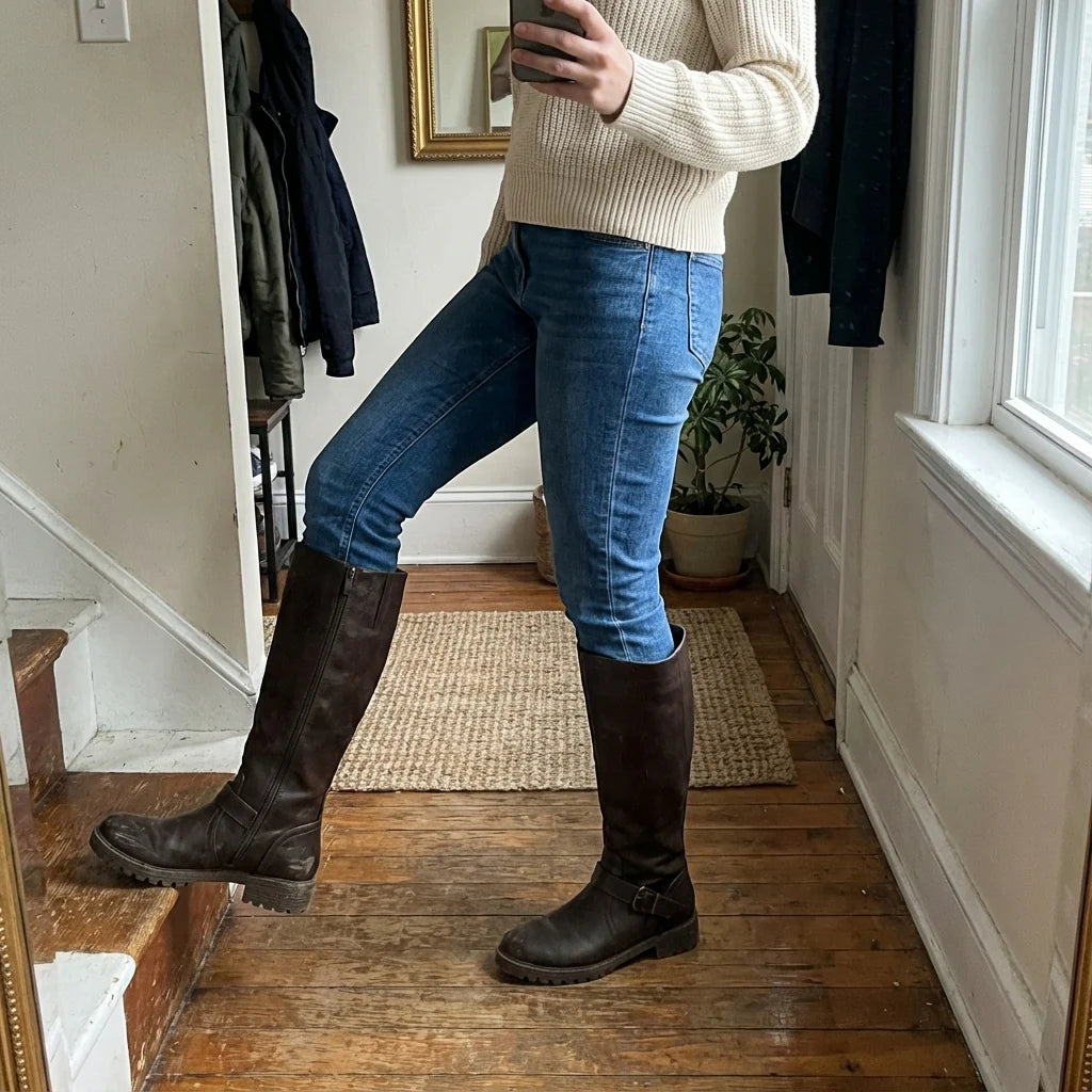 Elena - Botas elegantes de tacón bajo con cremallera lateral