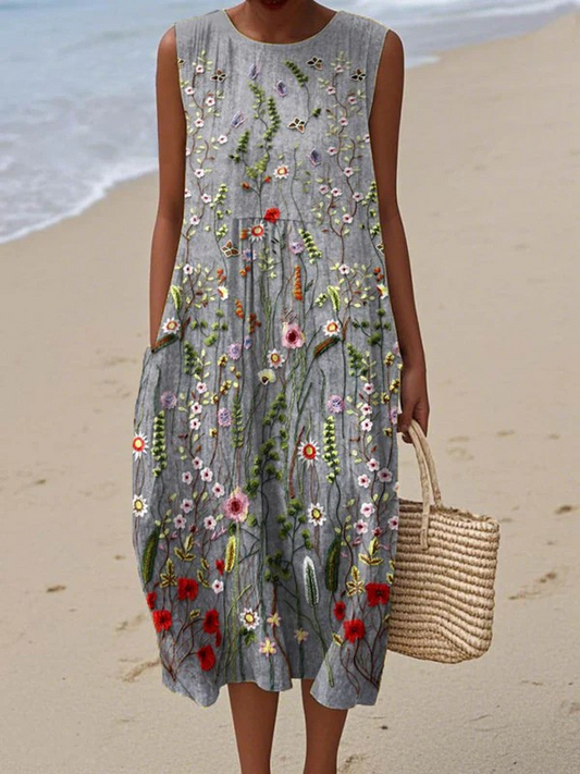 Klara | Vestido midi con flores silvestres