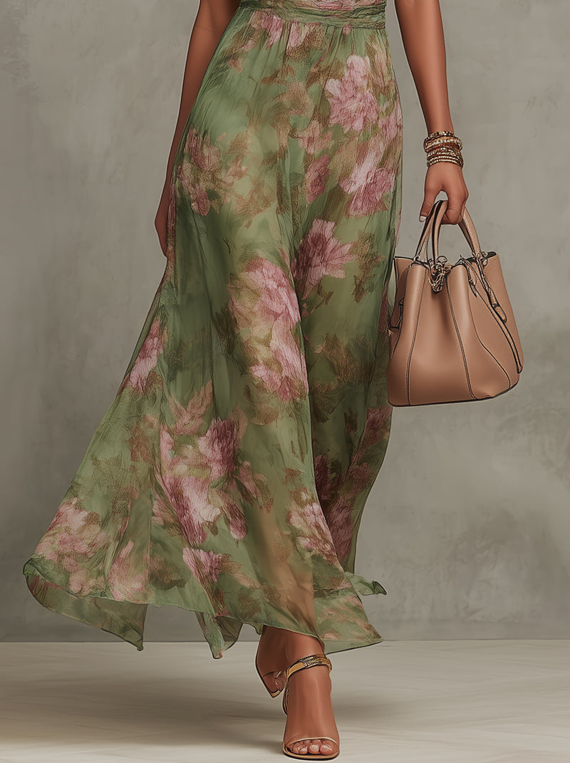 Serena | Vestido largo floral con escote halter