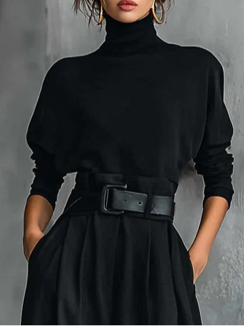 Lisa™ | Conjunto de dos piezas negro con cinturón