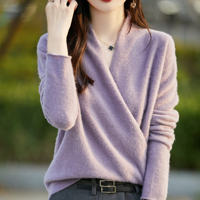 Sofía - Blusa de lana suave con escote cruzado