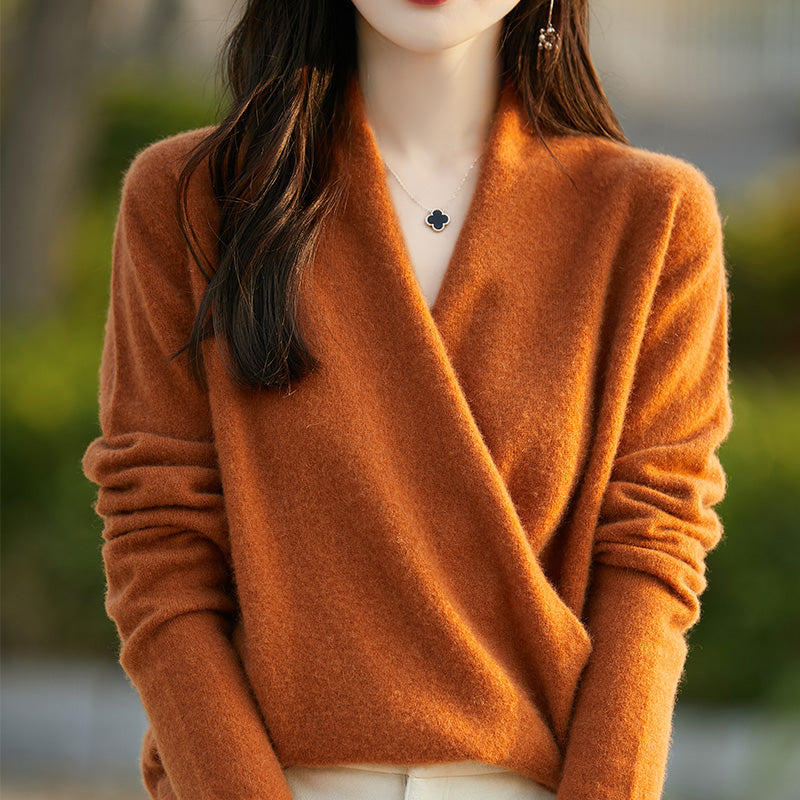 Sofía - Blusa de lana suave con escote cruzado