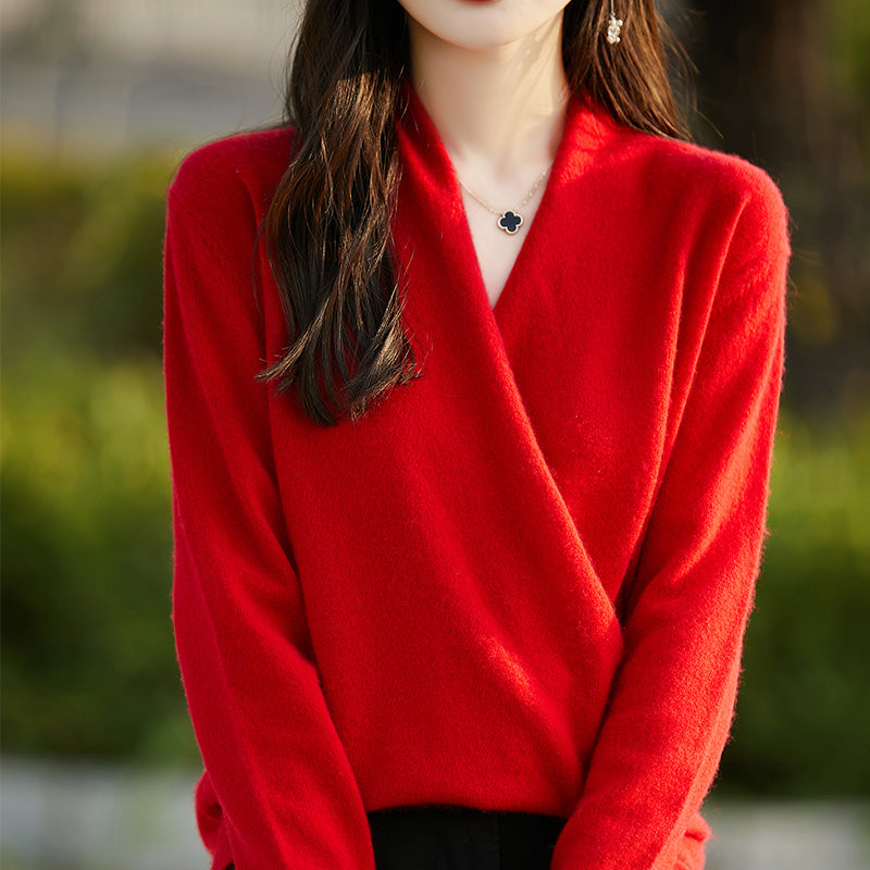 Sofía - Blusa de lana suave con escote cruzado