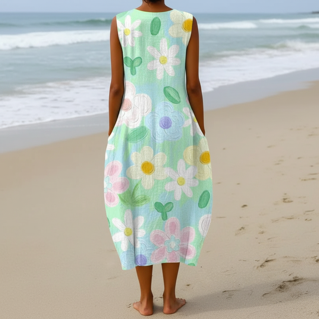 Erin | Vestido midi con flores pastel