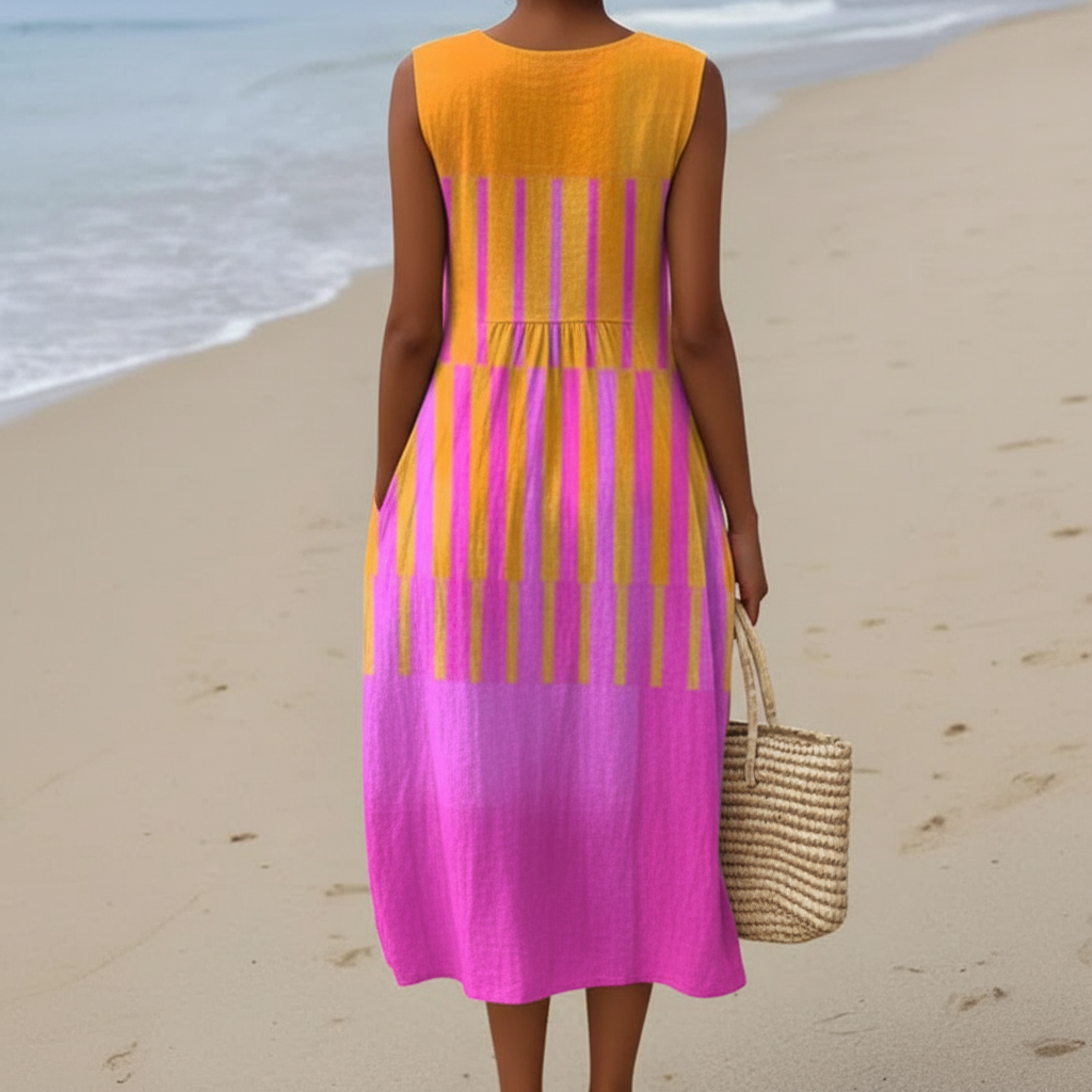 Lucy | Vestido midi de rayas Sunset