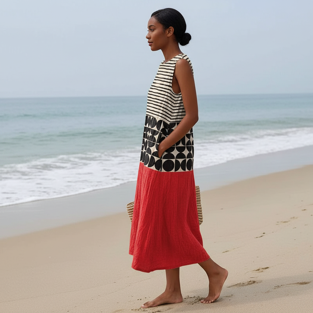 Jane | Vestido midi con bloques de color