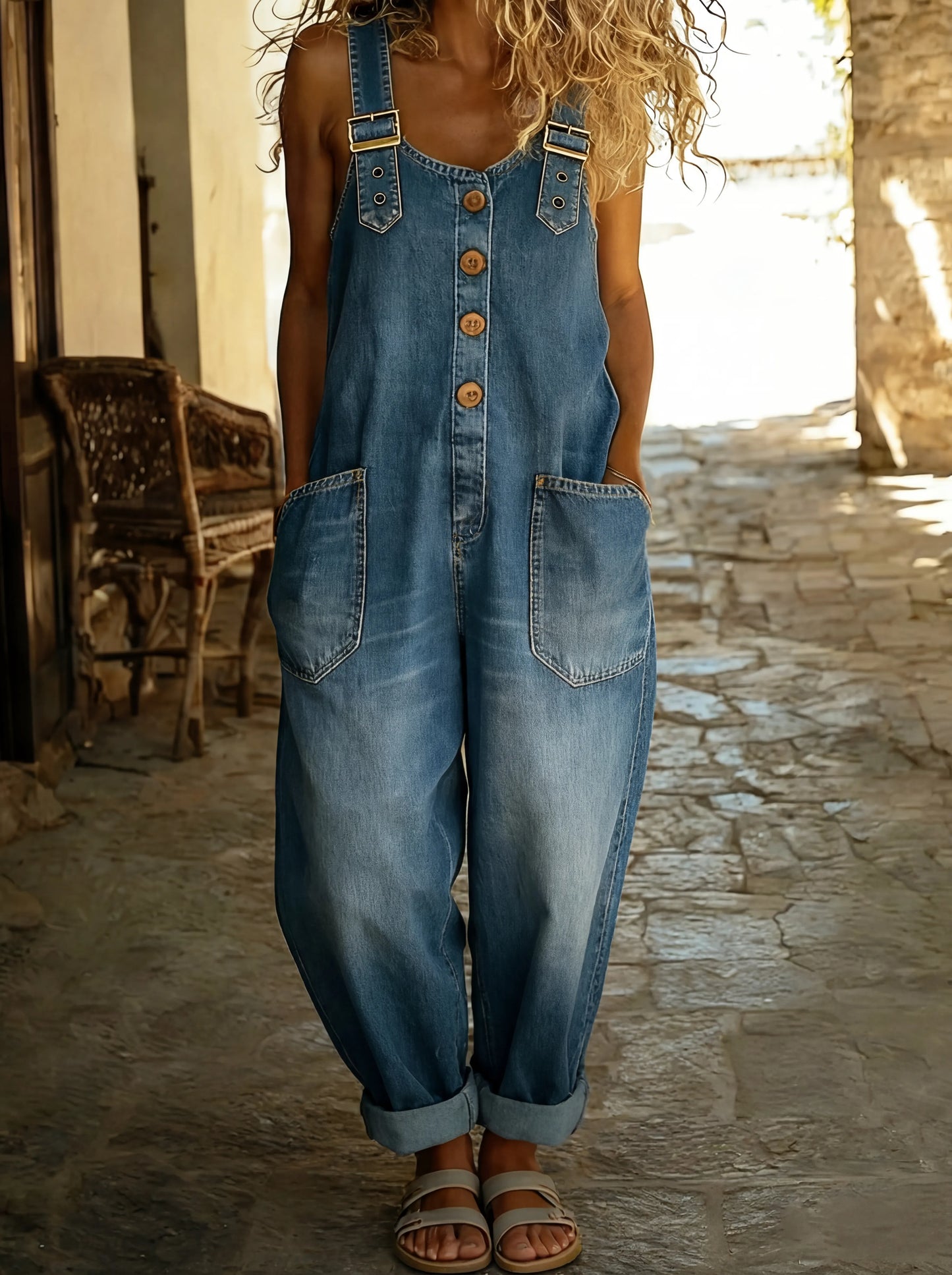Rocio | Mono de denim casual con tirantes ajustables
