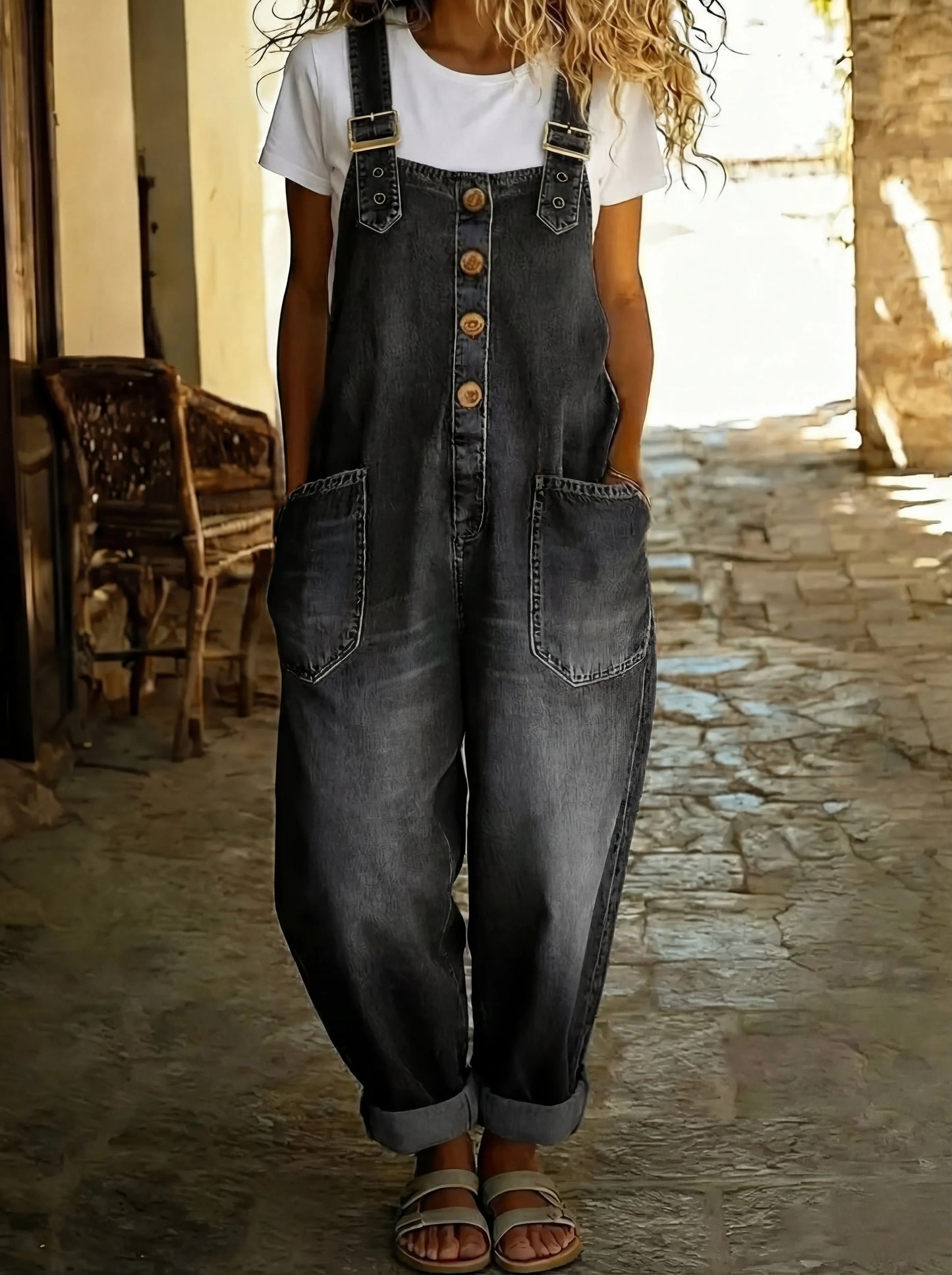 Rocio | Mono de denim casual con tirantes ajustables
