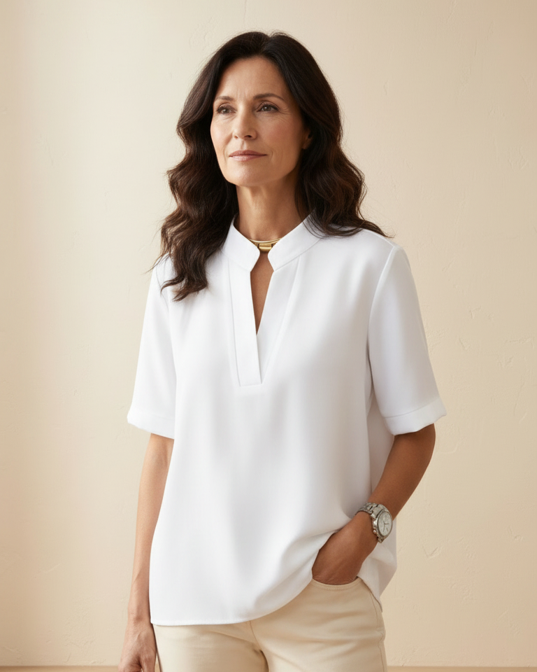 Léonie – Blusa elegante de cuello estructurado