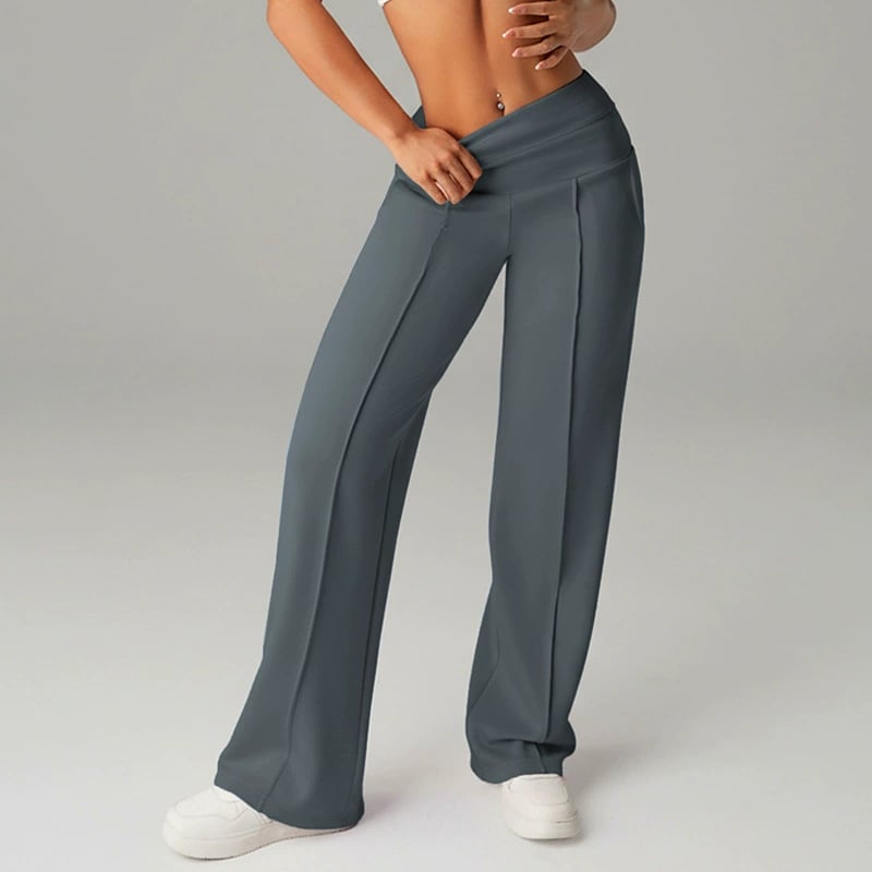 Pantalones casuales de mujer de cintura alta y pierna ancha