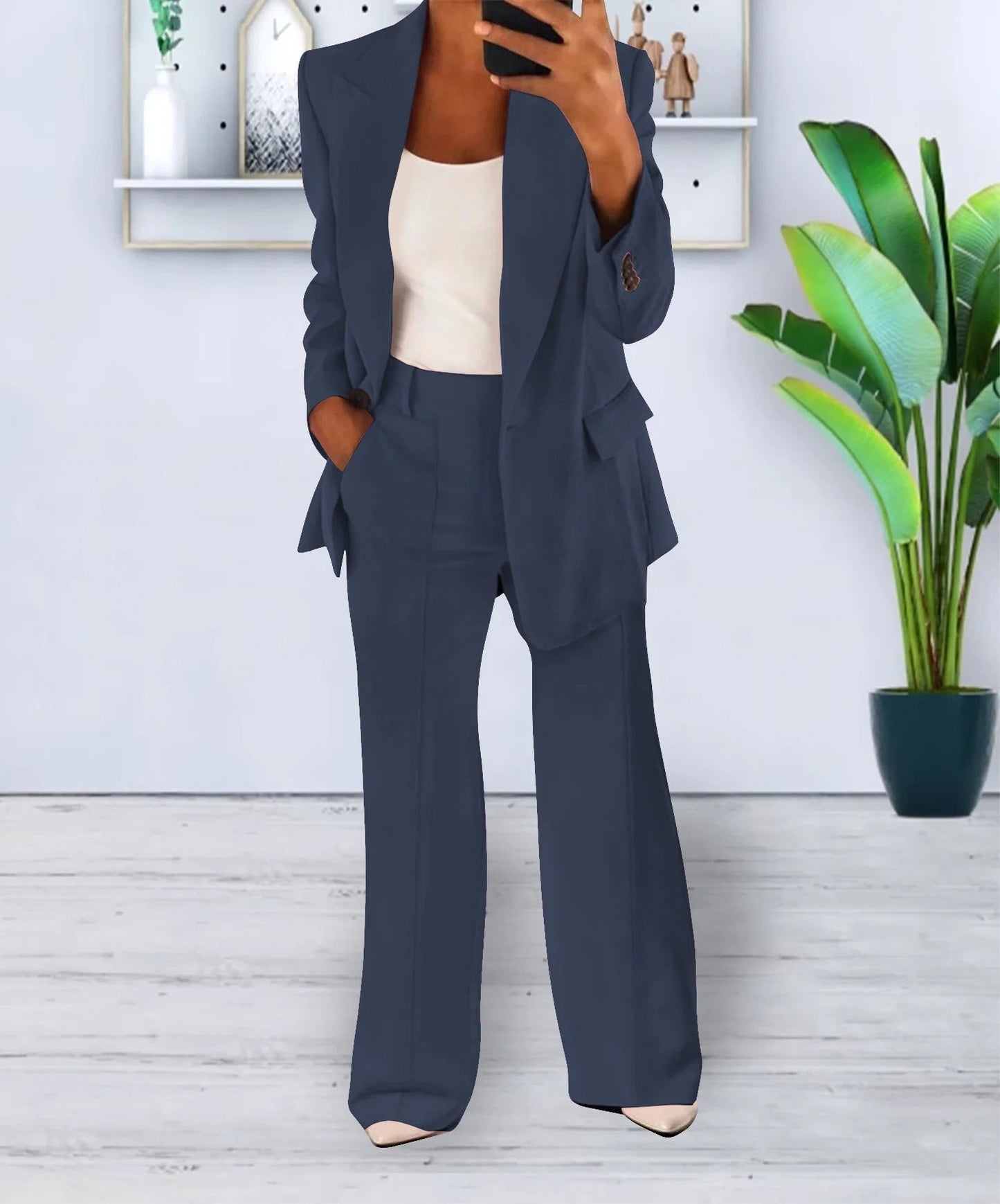 Bianca - Conjunto elegante con blazer estructurado y pantalón recto